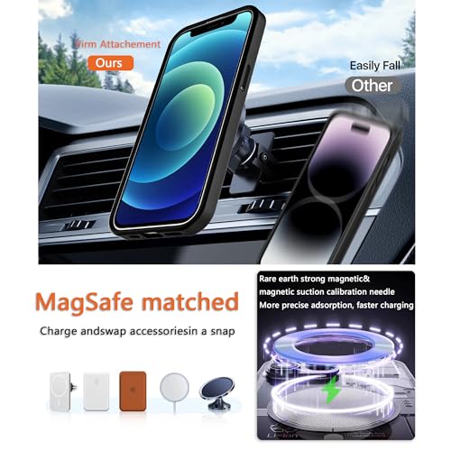 Image of Magnetic iPhone 12 /12Pro case,Compatible with Magsafe, Military-Grade Protection,Slim Translucent Matte Shockproof with Anti-Scratch Anti-Fingerprint Phone Cover (Black, iPhone 12 /12Pro)