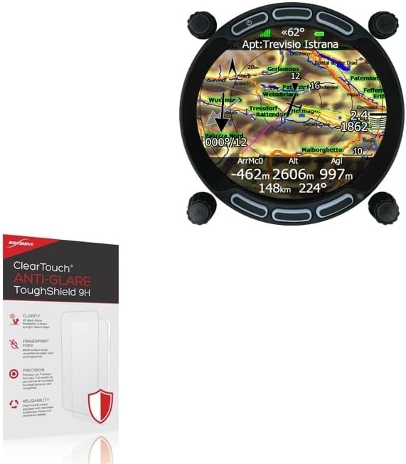 BoxWave ClearTouch Anti-Glare ToughShield 9H Screen Protector packaging and the LXNAV LX8030 device