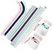 SPLF Silicone Straws Drinking Reusable, Portable 10 Collapsible Straws with 2 Cases and 4 Cleaning Brushes BPA Free, 30&20 OZ Tumbler Yeti Compatible for Travel Offices