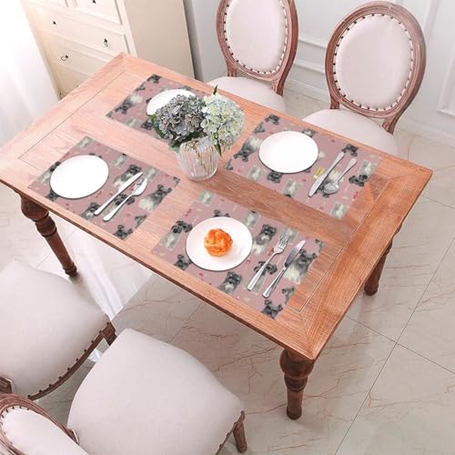 Sets de table imprimés Schnauzer antidérapants cuisine 45x30 cm