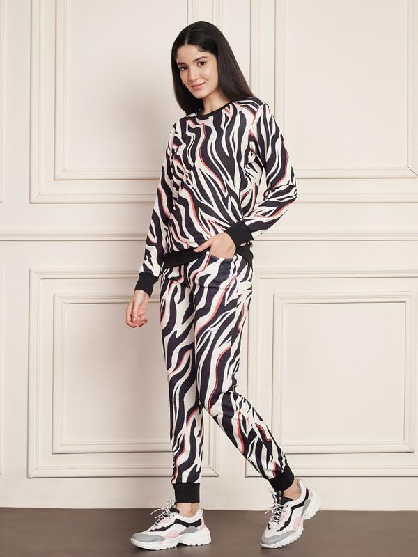 Image of DTR FASHION Polyester Blend Abstract Print Tracksuit | Night Wear Suit For Women