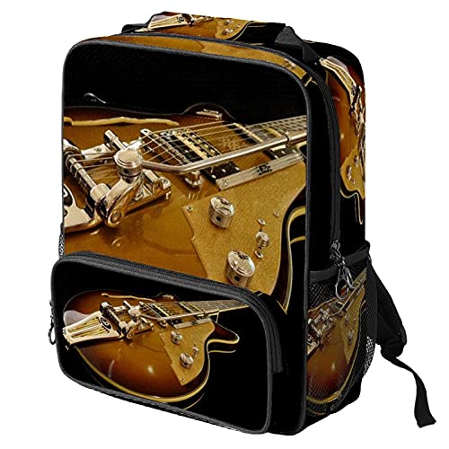 Sac à dos ordinateur motif guitare marron pour travail et loisirs