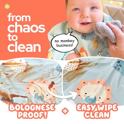 Waterproof Smock Baby Bibs for Eating and Baby Led Weaning - Long Sleeve Bib for Boys and Girls 6-12 Months2