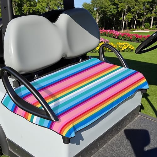 Golf Cart Seat Covers, Rainbow Color Print Golf Cart Seat Towel Blanket, 100% Microfiber, Soft And Comfortable, Universal Club Car, And More 2-Seat Golf Carts, Stylish Golf Cart Accessory, 50''X31''