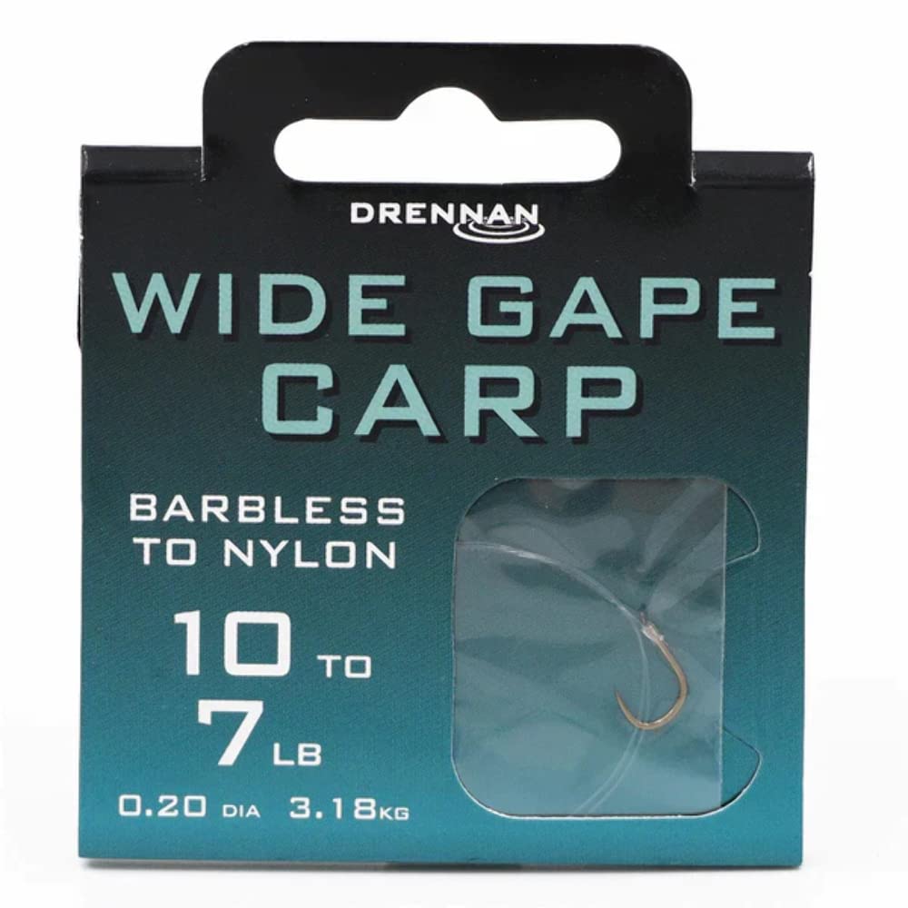 Drennan Hooks to Nylon Wide Gape Carp Barbless