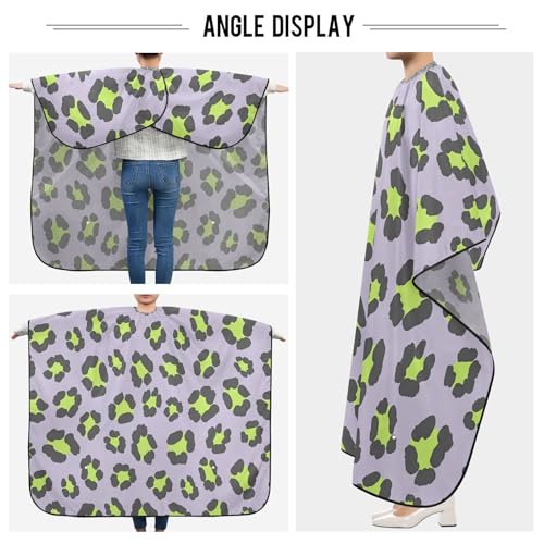 Capa profesional impermeable para corte de cabello verde leopardo miniatura 5
