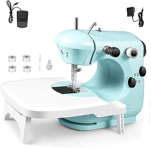 Sewing Machine with Extension Table&Foot Pedal Sewing Machine for Beginners Kids Sewing Machines Embroidery Machine Overlocker Sewing Machine for Kids Ages 8-12[Mint Green]