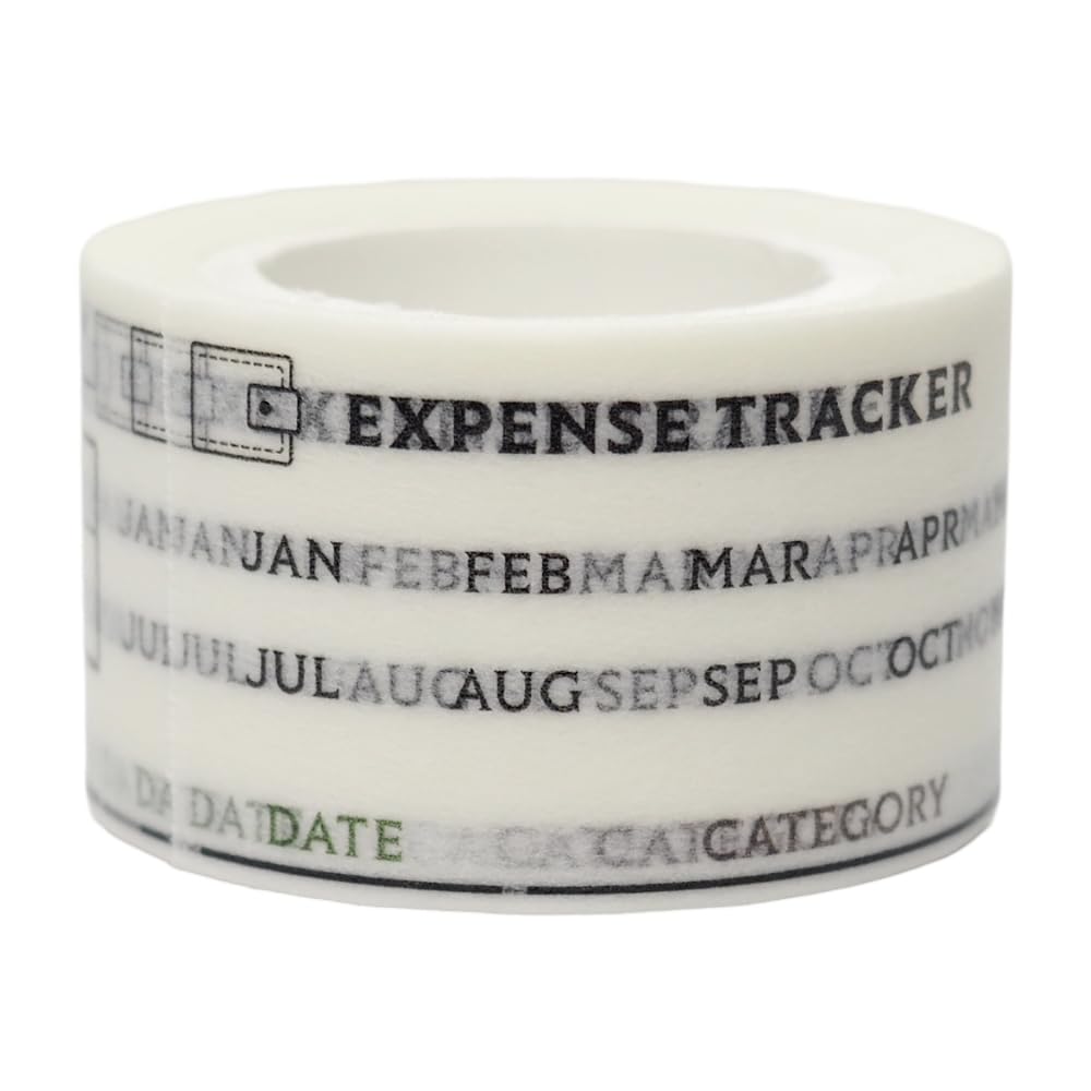 LAOMIS Japanese Monthly Expense Tracker Log Book Journal Spread Financial Planner Organizer Writable Washi Tape / 25mm x 10M / 80 Stickers