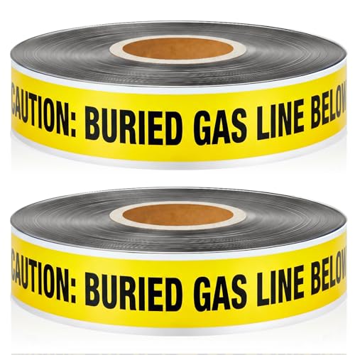Pangda 2 Rolls 2'' x 1000 Ft Detectable Caution Tape Buried Gas Line Below