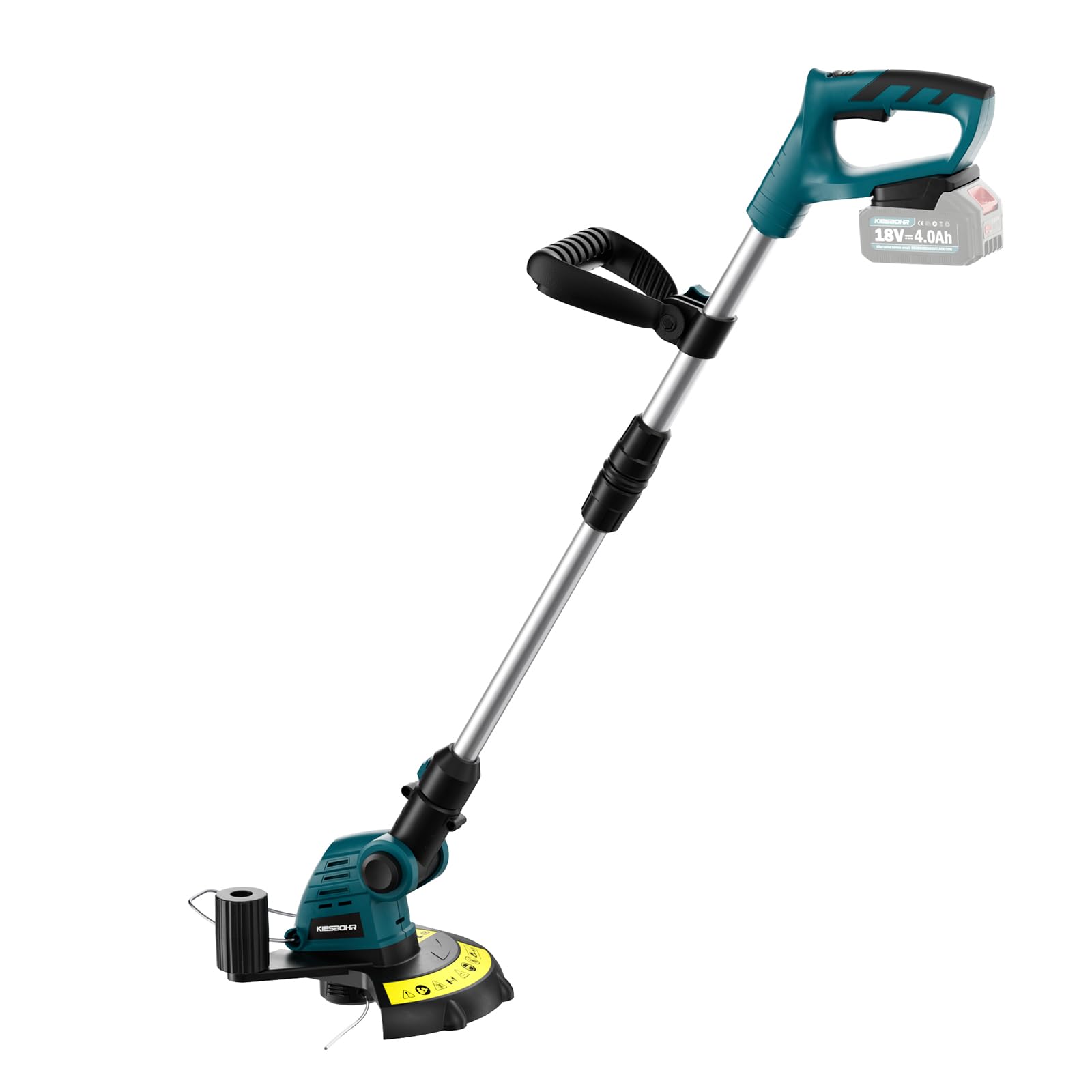 KIESBOHR Garten Akku-Rasentrimmer Kompatibel mit Makita 18V Akkus, CSD001 String Trimmer mit Nylon Trimmerfaden, 25 cm Schnittkreis, Verstellbarem Griff und Pflanzenschutzbügel(ohne Akku)