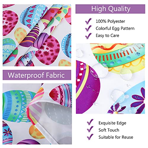 Mokohouse White Easter Tablecloth Rectangle 57 X 84 Inch Colorful Easter Eggs Tablecloth For Spring Party #TOP2