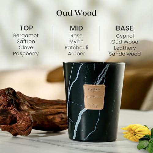 Image of M&SENSE Extra Large Candle OudWood Intense Scented Candle,3 Wick Highly Scented XL Jar Candle,35oz 150H,Candles Gift for Women and Men