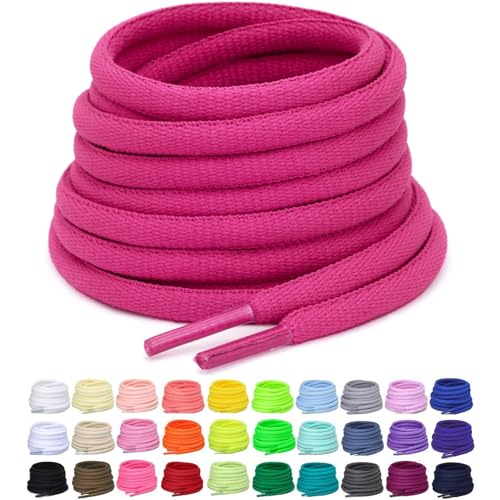Image of 2 Pairs Oval Athletic Shoelaces 33 Colors 1 /4 inch Half Round Shoe Laces for Sneakers
