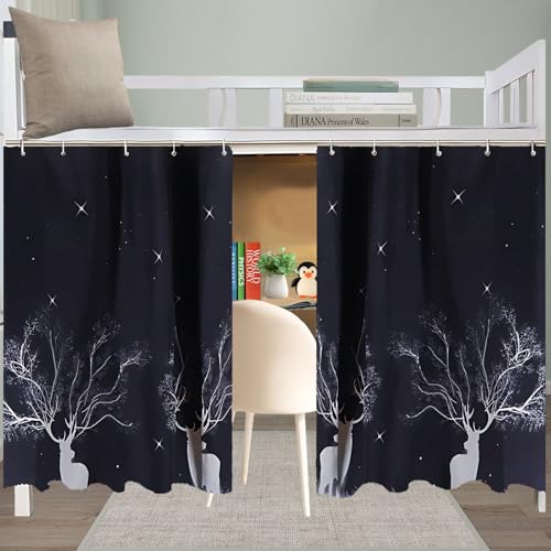 Image of XiRiDa Blackout Bunk Bed Curtain Room Deer Night Sky Privacy Protection Canopy, 2 Panels
