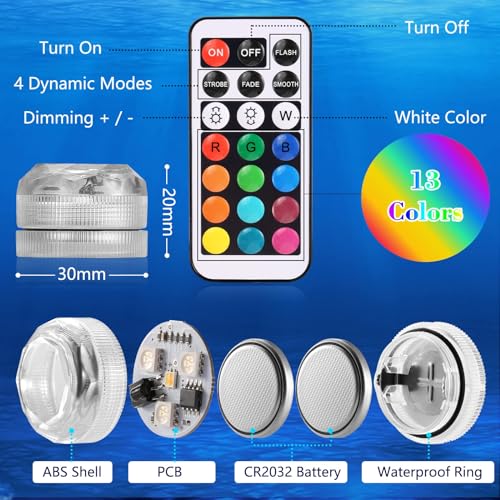 image for HL Small Submersible Led Lights with Remote,Mini LED Light,Waterproof 