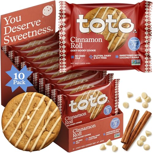 Toto's Cinnamon Roll Vegan Cookies: Gluten-Free High-Fiber Cookie with Plant-Based