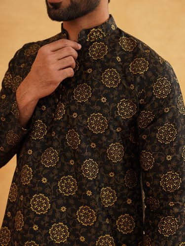Image of SOJANYA Men's Silk Blend Printed Since 1958 Kurta Churidar Pyjama Set
