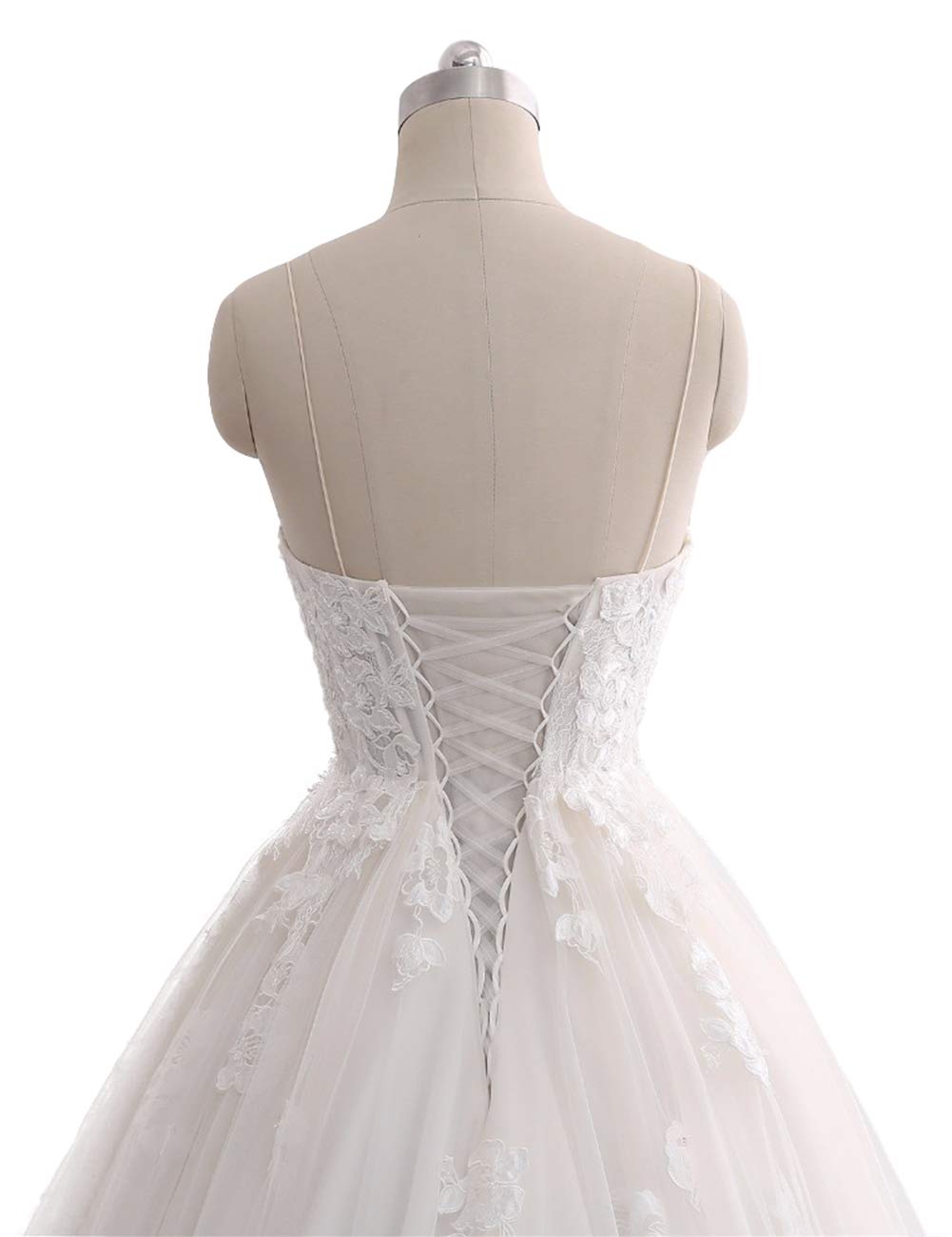 Dentelle a - Word Robe de Mariée Mode Nuptiale Vintage Spaghetti Bretelles Robe Civile, WZEFEIO, Ivoire, 44
