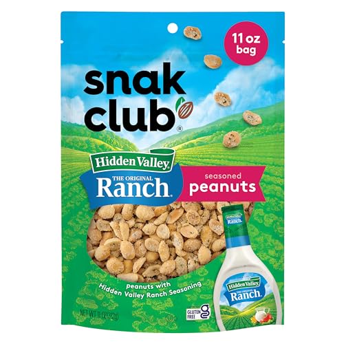 Snak Club Peanuts with Hidden Valley Ranch Seasoning, Roasted Nuts, Gluten-Free and Kosher Snack, 11 oz Resealable Bag - image 1