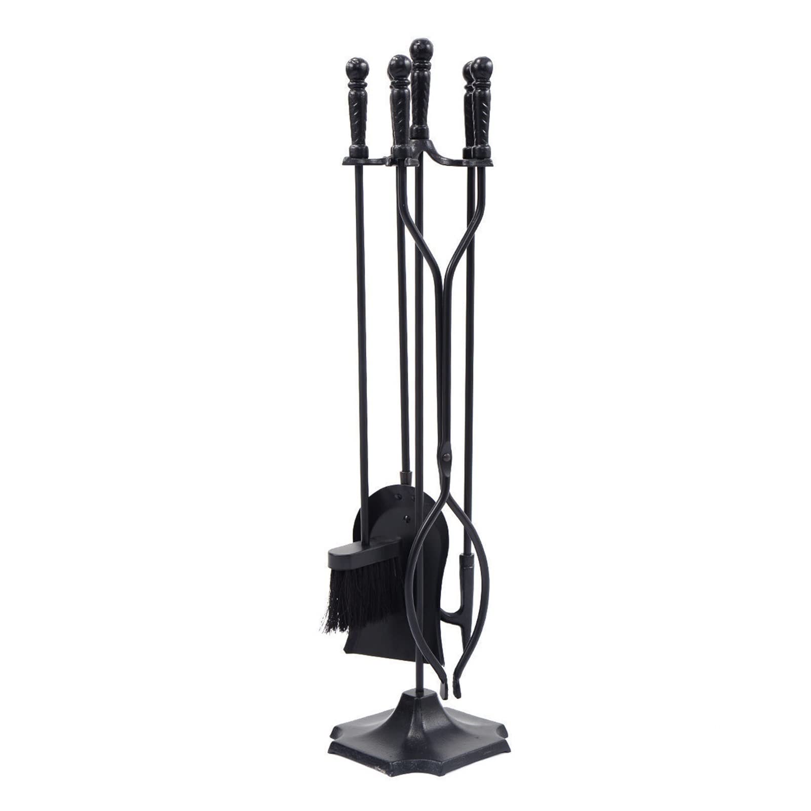 Set di Attrezzi per Camino, Set di Attrezzi per Camino in Ferro battuto da 5 Pezzi con attizzatoio Lungo, Set di Attrezzi per braciere da Interno per stufe e caminetti Domestici