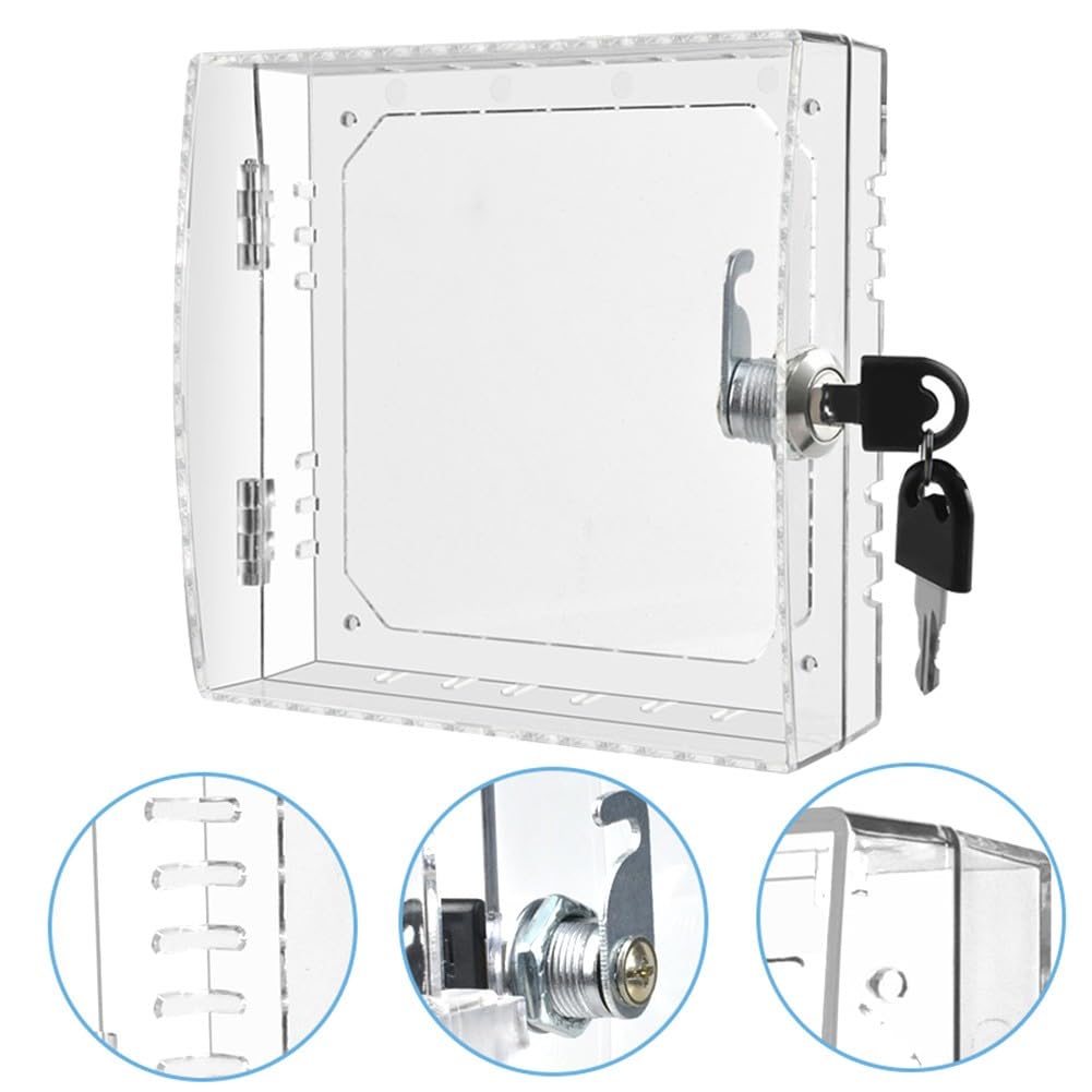 Coperchio termostato in acrilico chiudibile a parete, scatola trasparente per controllo della temperatura CA con 2, anti-manomissione per custodia di protezione, 16 x 15 x 6 cm