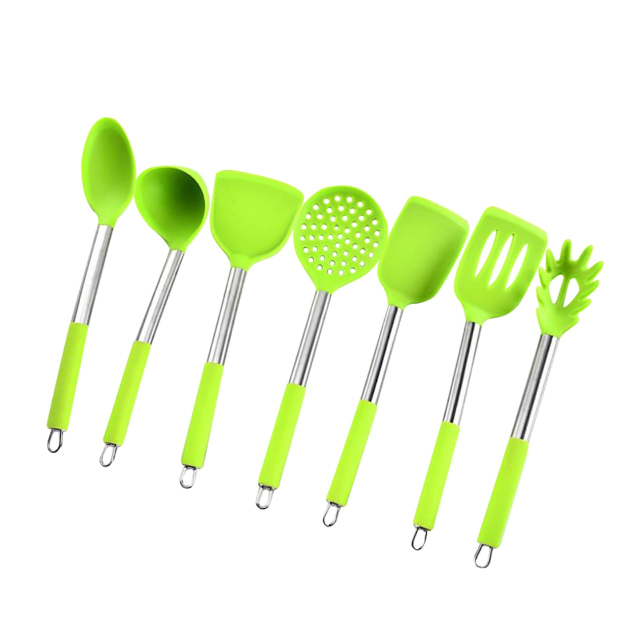 Set Di 7 Utensili Da Cucina in Silicone Manico in Acciaio Inossidabile Kit Antiaderente Per Ristoranti Cucina