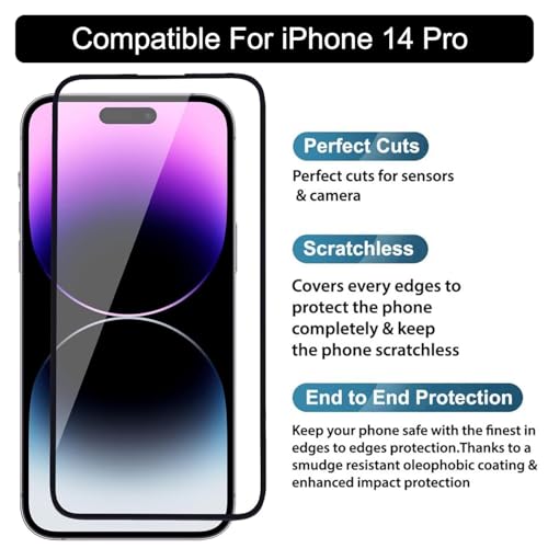 Image of Premium Tempered Glass Screen Protector with Camera Lens Protector for iPhone 14 Pro - [2-Pack] Ultra-Clear, Anti-Scratch, Easy Installation