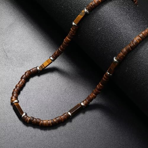 Handmade Wooden Beads Choker Necklace for Men Women Bohemian Coconut Beaded Surfer Necklace Hawaiian Summer Beach Jewelry4
