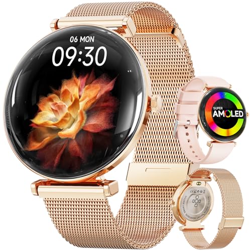 Image of Hwagol Smart Watches for Women with Android iPhone Compatible[Calls /Metal Thin Body],1.43 inch Micro-Spherical AMOLED Screen,Sports Watch with Sleep /Heart Rate Monitor