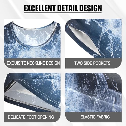 ALAZA Soccer Football Blue Water Pajamas Set Short Sleeve Cotton Sleepwear Summer Pjs 2 Piece 5-14Y4