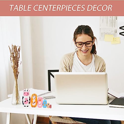 Ciieeo 1 Satz Russische Matrjoschka-Puppen Aus Holz Zum Stapeln Ineinander Verschachtelt 6-Teilig Niedliches Cartoon-Tiermuster Für Kinder Weihnachten Und Geburtstag