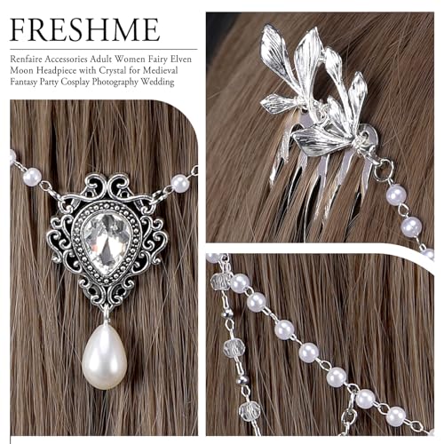 Accesorio para cabello boda peine de perlas plateado miniatura 5