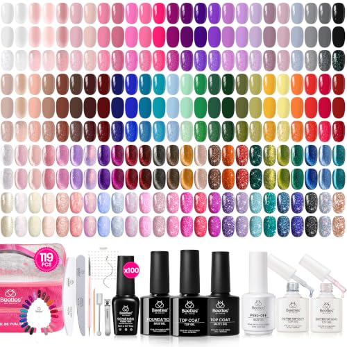 Beetles Gel Nail Polish Set, 119 PCS 100 Colors Fall Gel Polish Kit