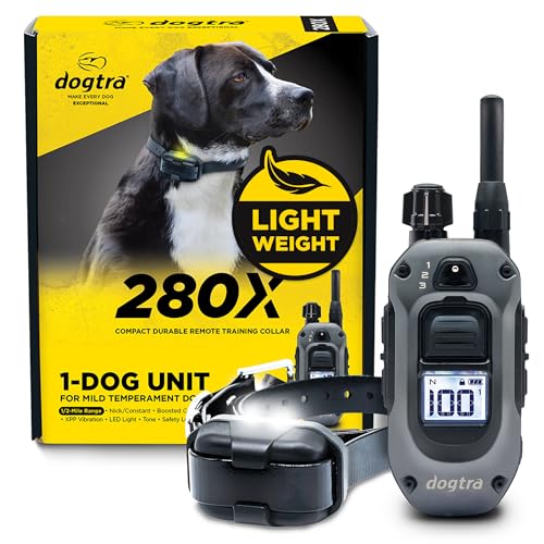 Dogtra 280X E-Collar with Remote [New Edition] 10 lbs+, 1/2 Mile Range, LED Light, 100 Levels of Precise Control for Stubborn Dogs, Waterproof, Boost for Quick Recall, Vibration, Safety Lock & Tone