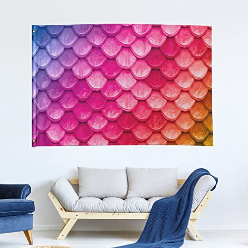 Beatiful Mermaid Fish Scale 3X5Ft 4X7 Ft Flag With Grommets Indoor Outdoor Banner Home Garden Decoration #TOP4