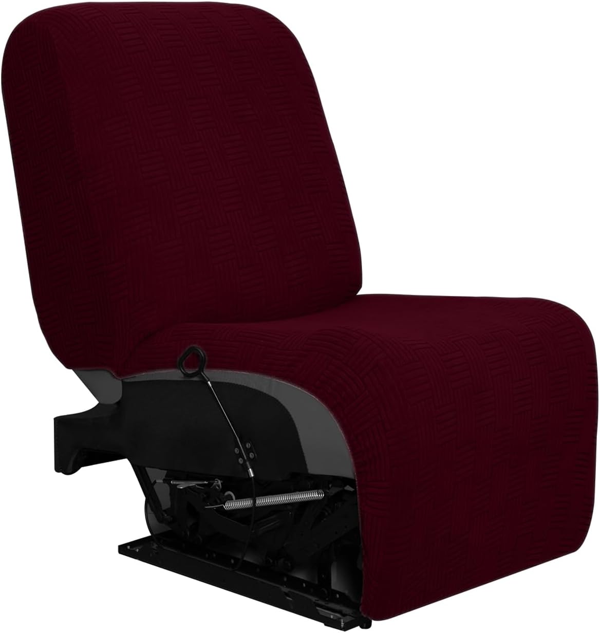 Sectional Recliner Couch Covers 5 Seats 7 Piece Stretch L Shape Sectional Recliner Sofa Covers with Pockets Washable,Wine,1 Seat