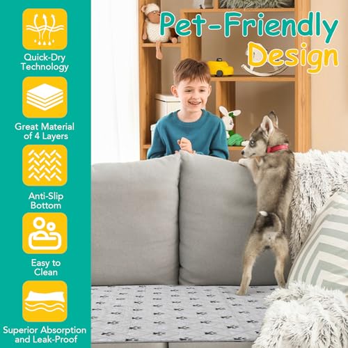Image of FURWEY 1 Pack Extra Large 72 inchX72 inch Washable Pee Pads for Dogs Super Absorbent Dog Training Pads Non-Slip Waterproof Pet Training Pads Mats Whelping Pads for Dogs Cats Puppy