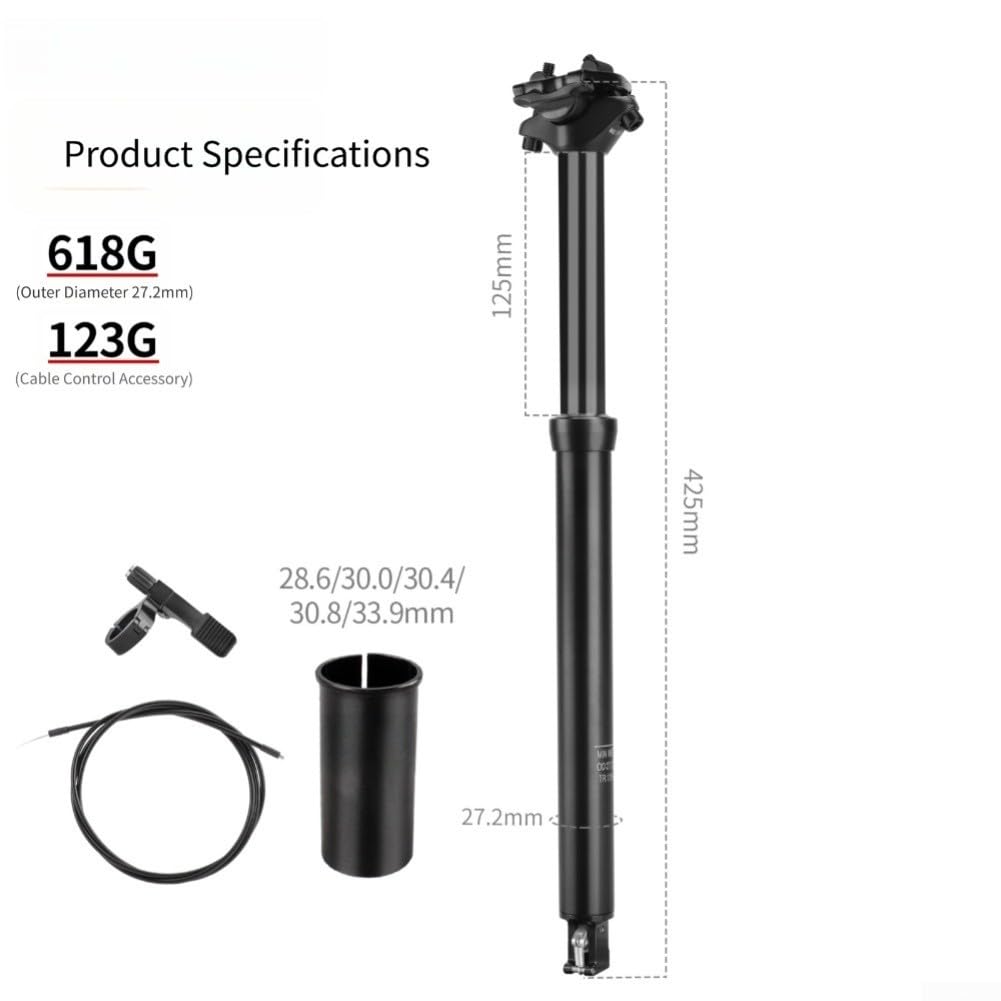Tige de Selle Télescopique 27.2mm Aluminium Alliage