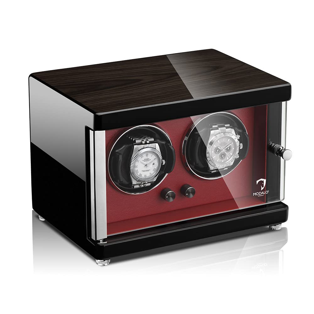 MODALO Uhrenbeweger (Watch Winder) Ambiente MV4 für 2 Uhren Rotes Makassar-Holz Design