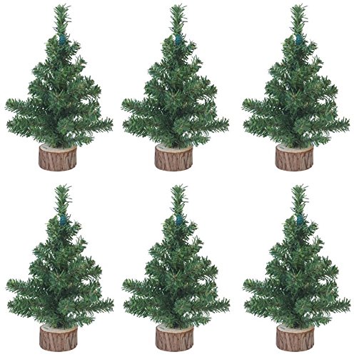 6 x 20 cm große Bäume mit Holzsockel.