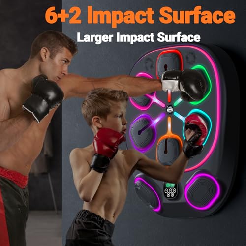 Image of OurStarry Smart Music Boxing Machine for Adults and Kids, Wall Mounted Punching Trainer with Boxing Gloves, LED Electronic Target, 9 Modes and 9 Speeds, Home Gym Workout Equipment