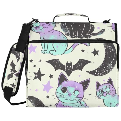 Sac à dos avec classeur à 3 anneaux motif chat gothique pastel