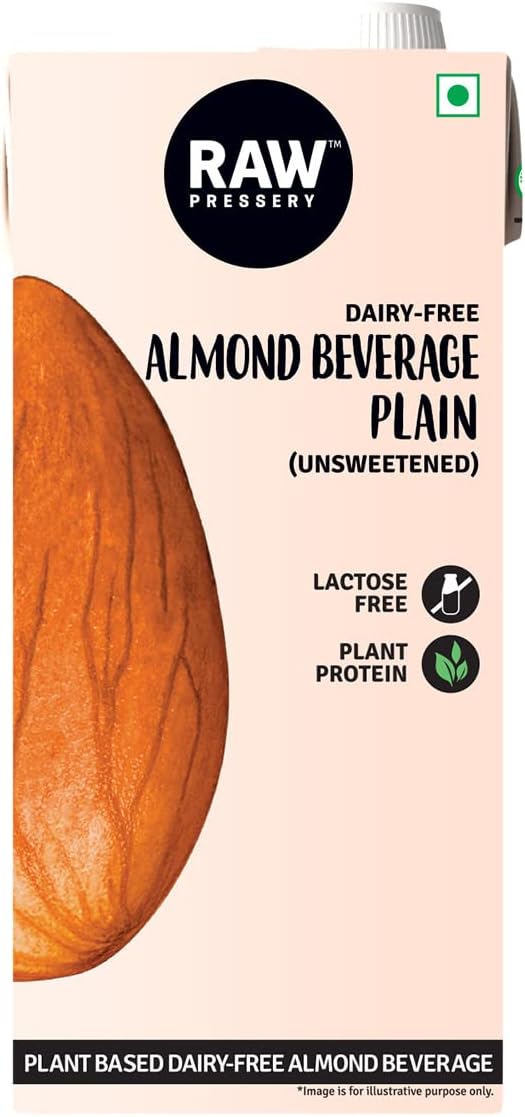 RAW Pressary Almond Bevarage Plain (Unsweetened) | Lactose Free | Vegan Drink | 1L