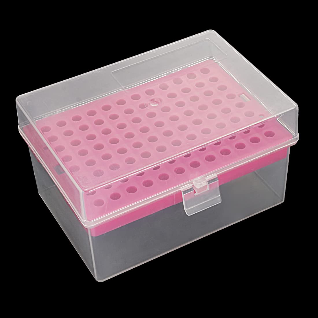 sourcing map Pipettenspitzen Box 96-Well Spitzenhalterbehälter 200ul 5mm Loch DM rot