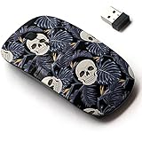 CJCBROES 2.4G Wireless Mouse with Cute Pattern Design for All Laptops and Desktops with Nano Receiver - Gothic Skulls Flowers