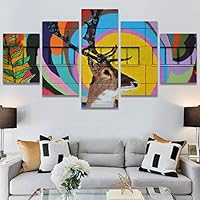 SIGNWIN 5 Panel Canvas Wall Art Modern Art Decorative Decorative Elements Digital Art Multicolor Patterns Urban for Home Decorations Ready to Hang - 60