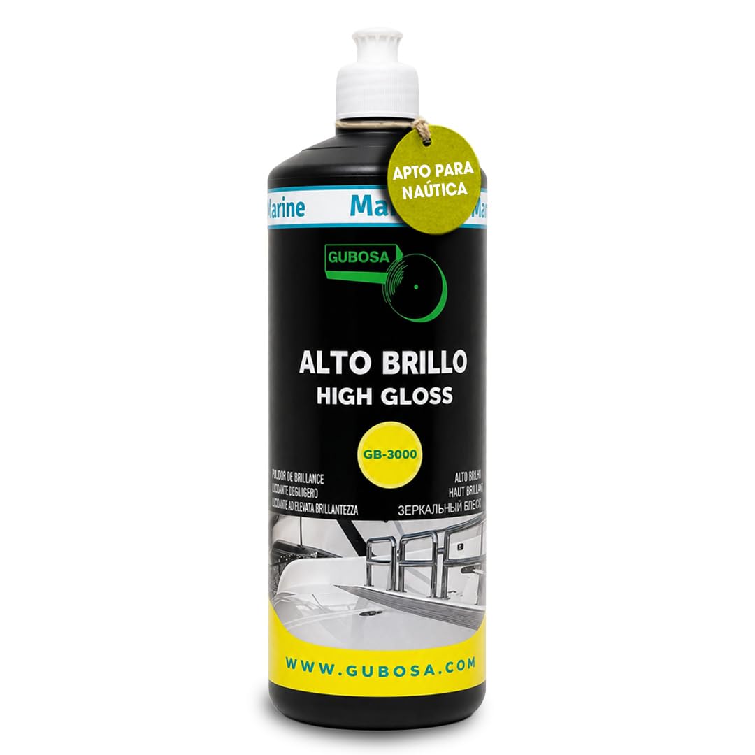 Pulimento nautico alto brillo gelcoat abrillantador pintura barco eliminador micro rayas oxidacion ligera restaurador casco cubierta brillo espejo profesional 1L | GUBOSA