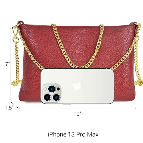 Dasein Genuine Leather Chain Strap Bag