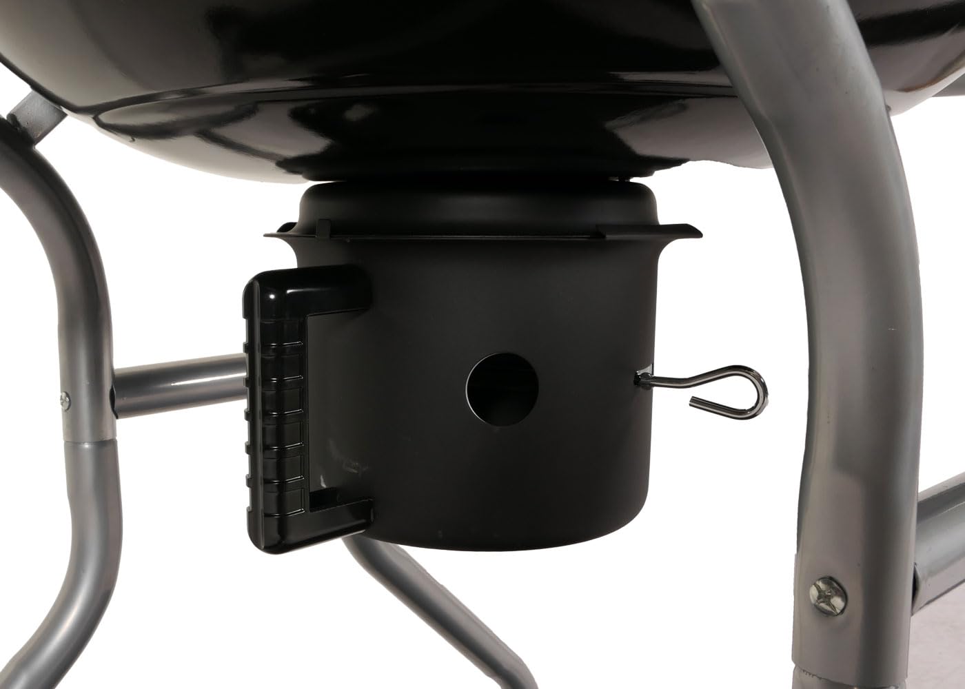 Grill na kółkach HWC-N16, grill na węgiel drzewny, kulisty grill ogrodowy z pokrywką, trzy półki, stal emaliowana, 143 x 131 x 66 cm, czarny