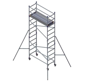 INSTAFIT Single Width Mobile Aluminium Scaffolding Tower with Wheels - Without Stairway Model - Safe and Ideal for Indoor Painting, False Ceiling Work, Electrical, HVAC and Plumbing Works (4 mtrs)